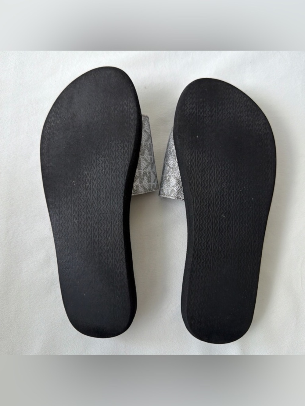 Michael Kors Silver Monogram Slide Sandals - Picture 10 of 11